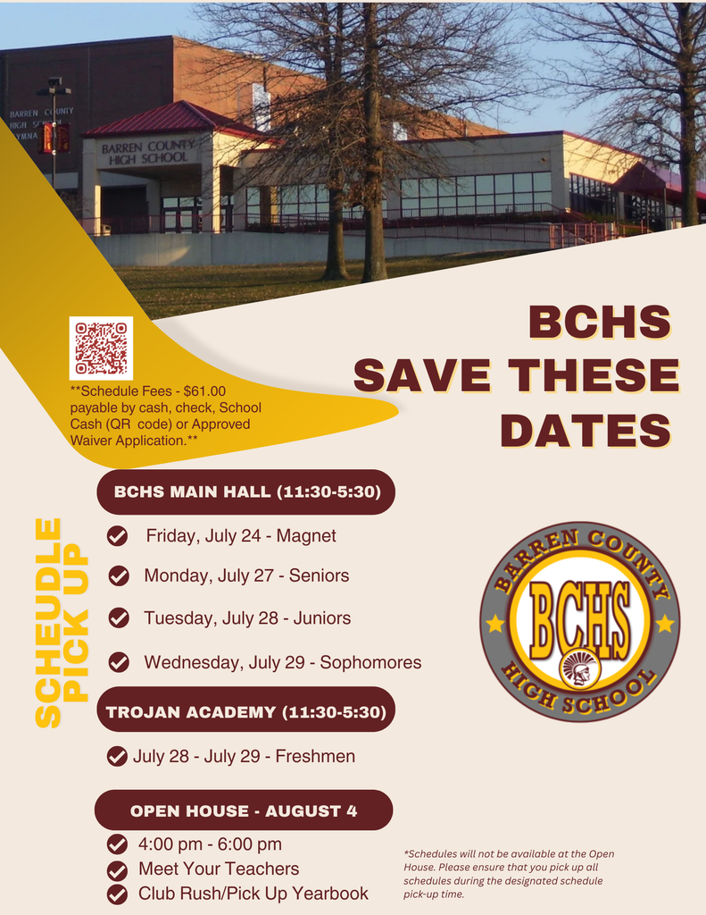BCHS Students and Parents! Mark your calendars for schedule pickup and back-to-school open house! Remember, schedules must be picked up during designated times - no pickups at open house. Don't miss out! #WeareBC