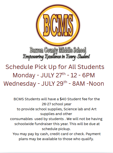 Schedule Pick up Information