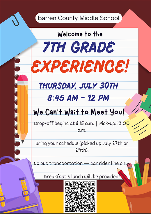 7th Grade Experience flyer