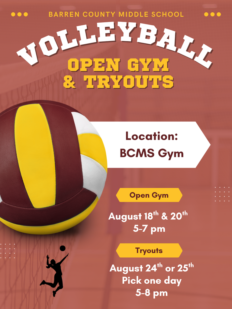 BCMS Volleyball Open Gym and Tryouts times