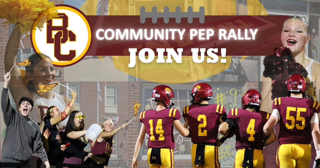 graphic with football players, fans, and cheerleaders
