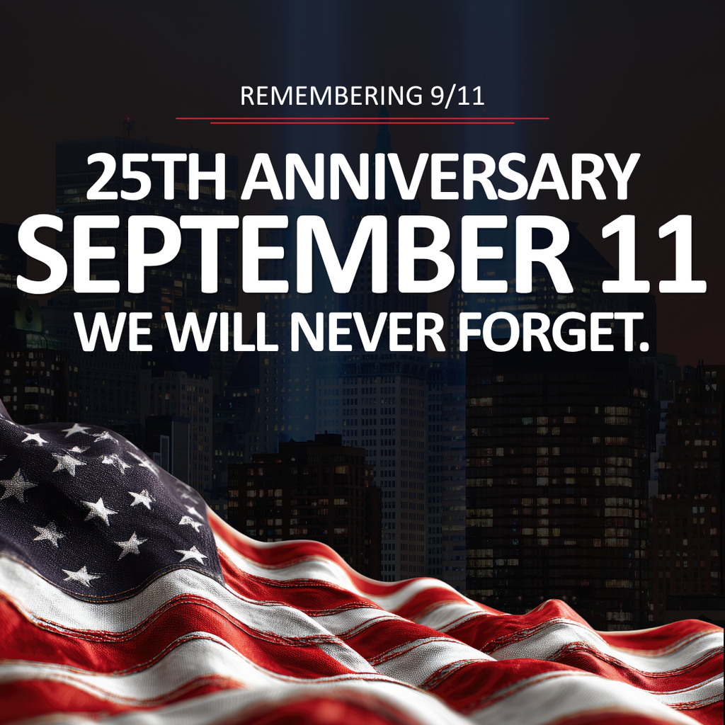 Sept 11 graphic with American flag