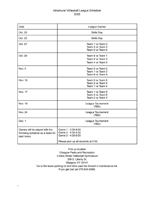League Schedule