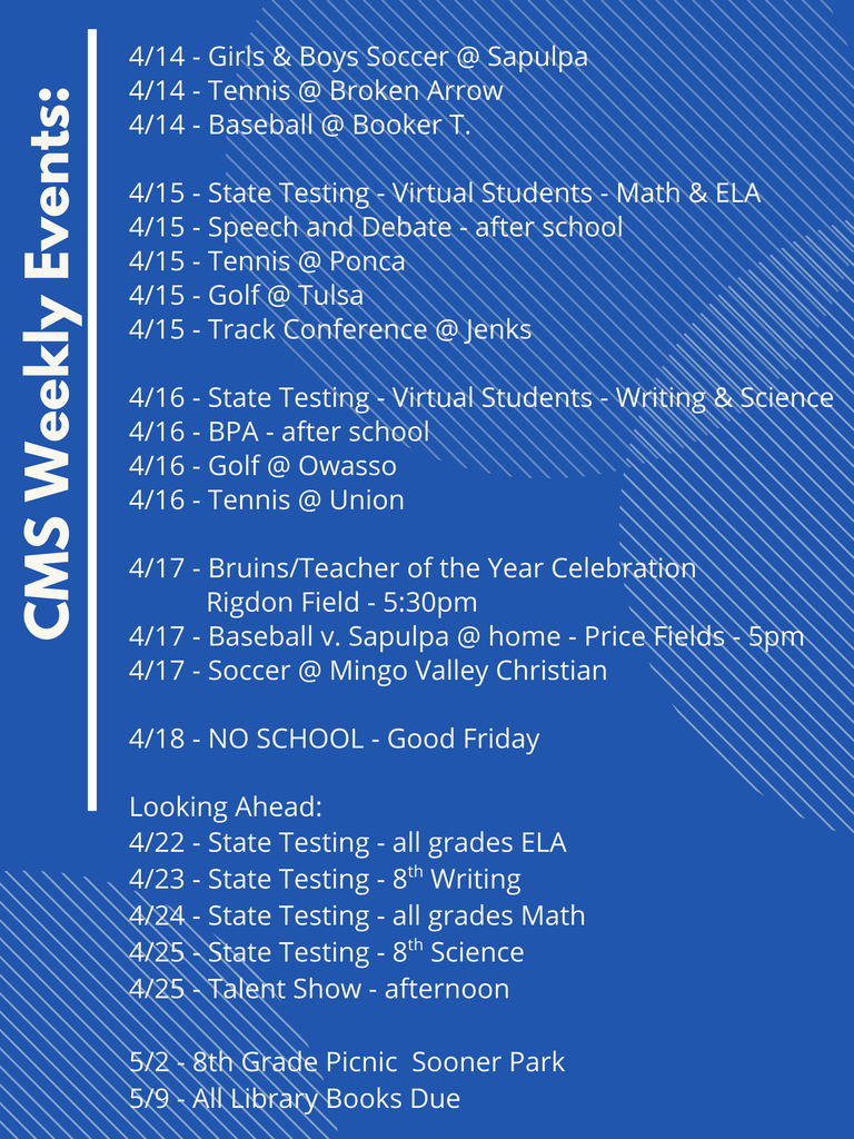 CMS Events Week of April 14
