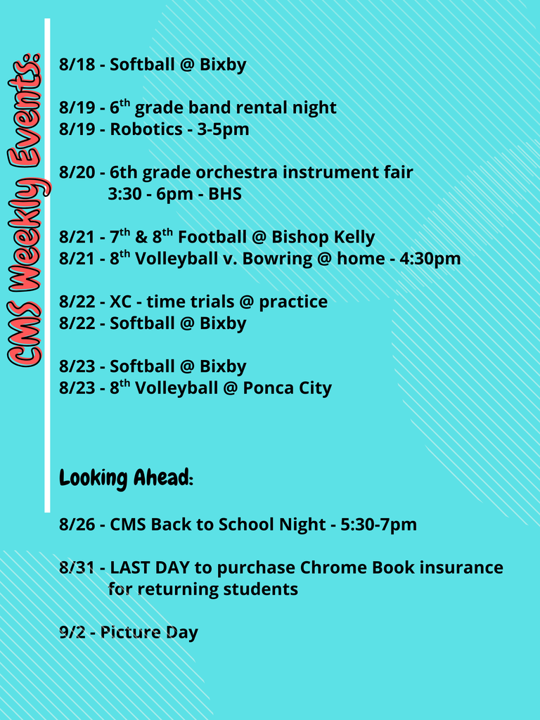 CMS events week of Aug 18