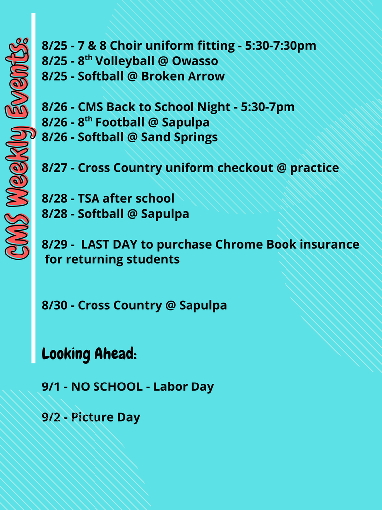 CMS events Week of Aug 25