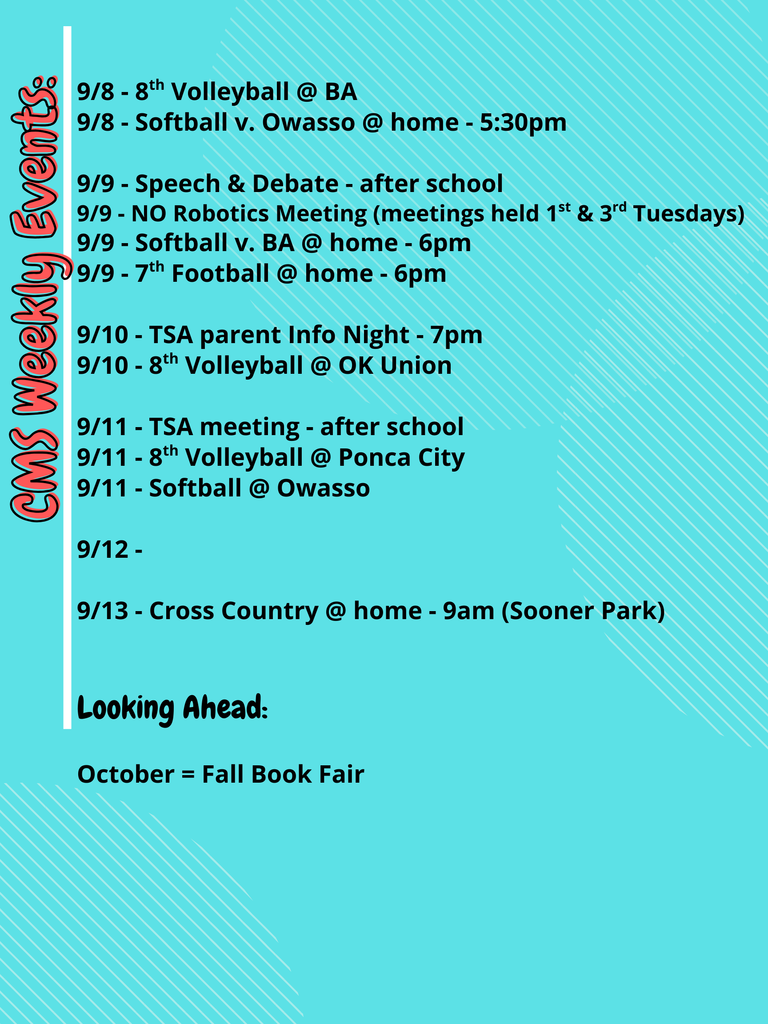 CMS Events Week of Sept 8