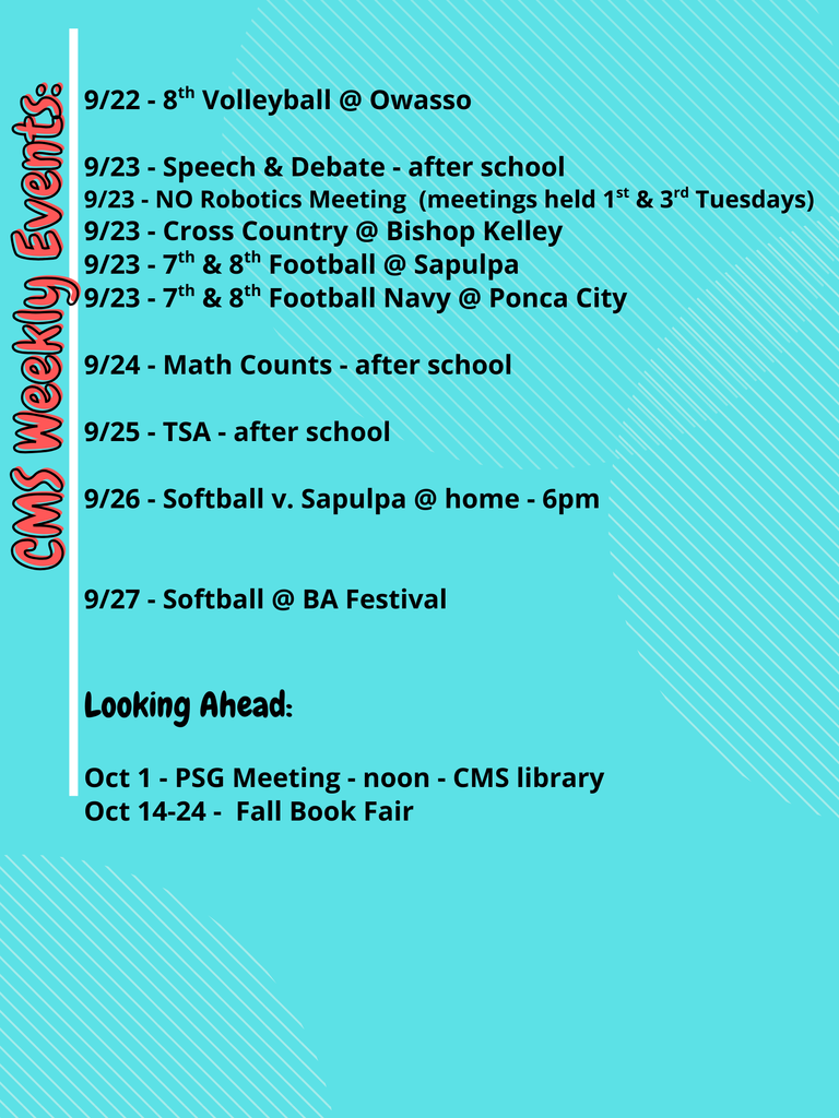 CMS Events Week of Sept 22