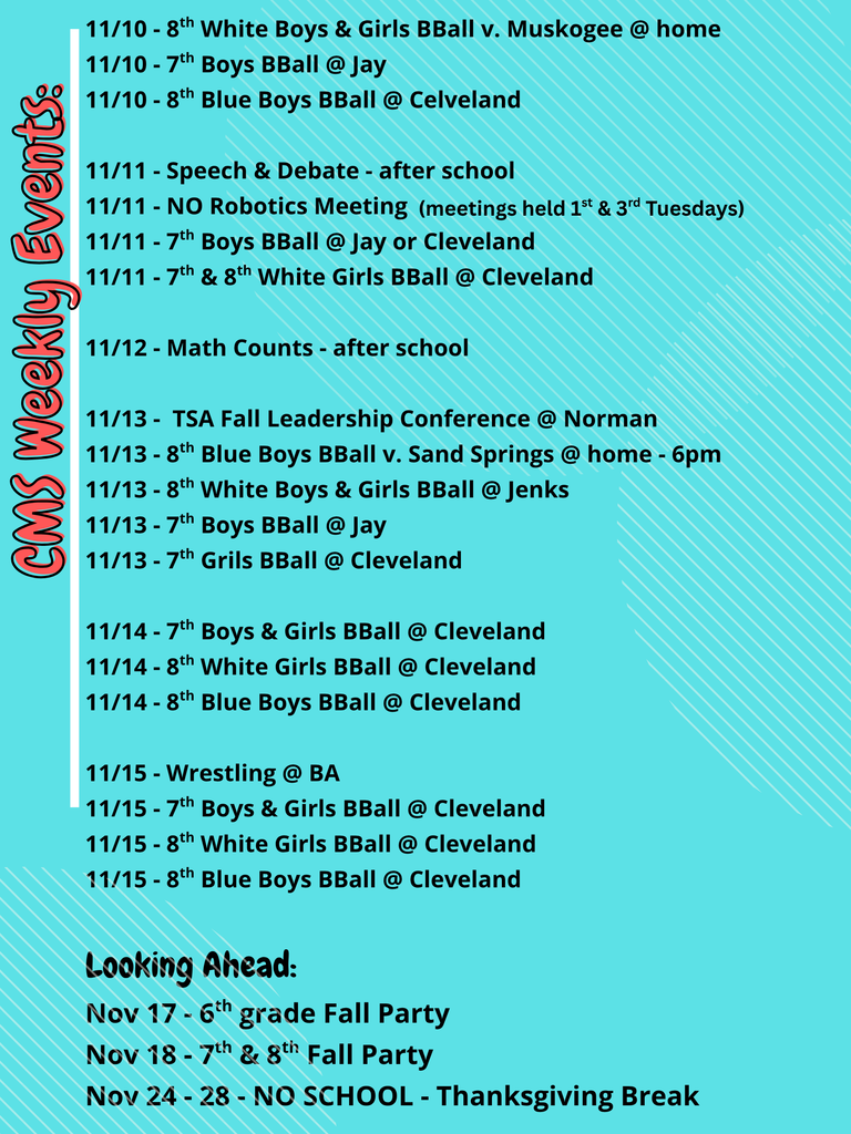 CMS Events Week of Nov 10