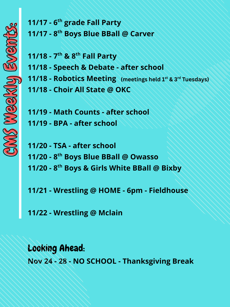 CMS Events Week of Nov 14