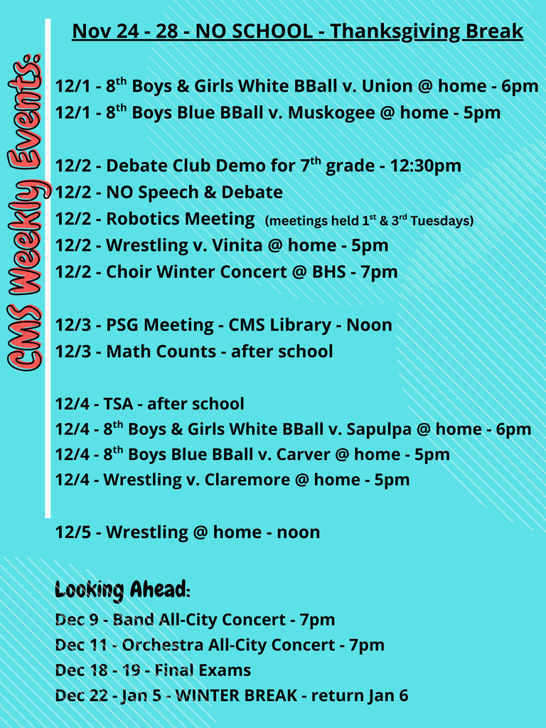 CMS Events Week of Dec 1