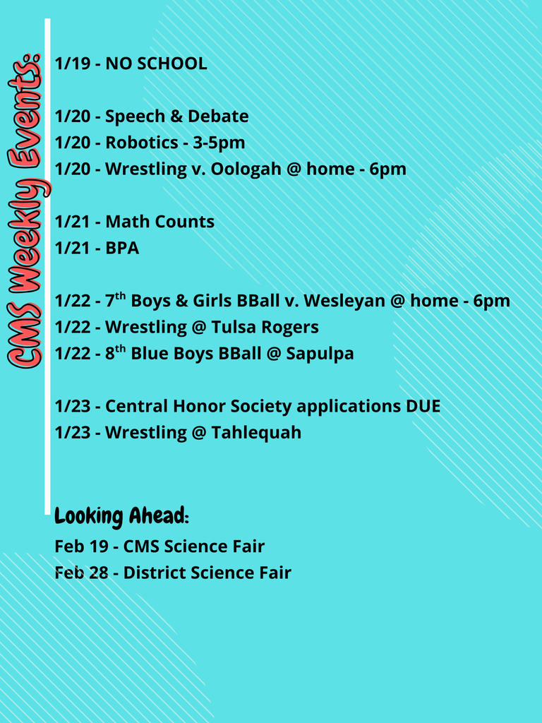 CMS Events Week of Jan 19