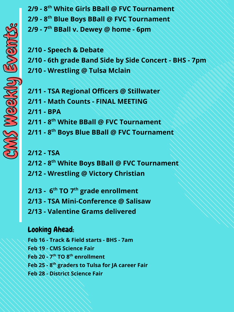 CMS Events for Week Feb 9