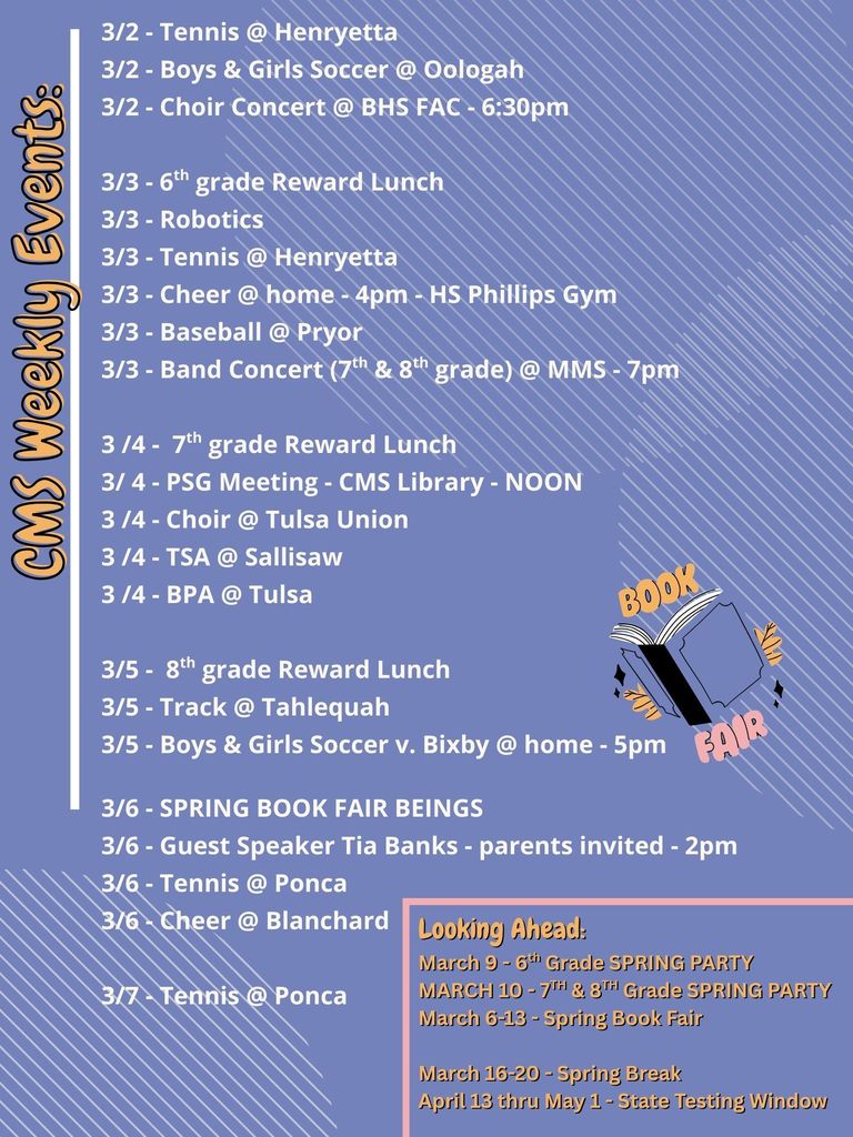 CMS Events Week of March 2