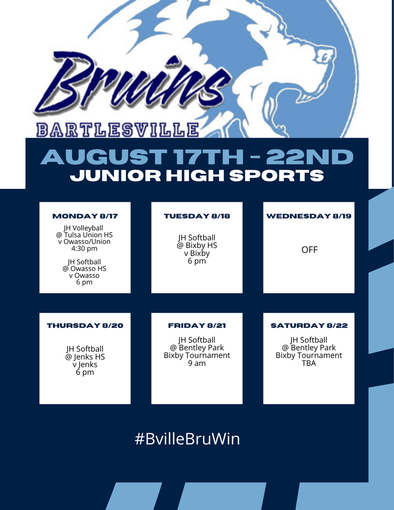 It’s game week! Get out and support our Junior High athletes as they compete all week long!  Let’s pack the stands and cheer them on!