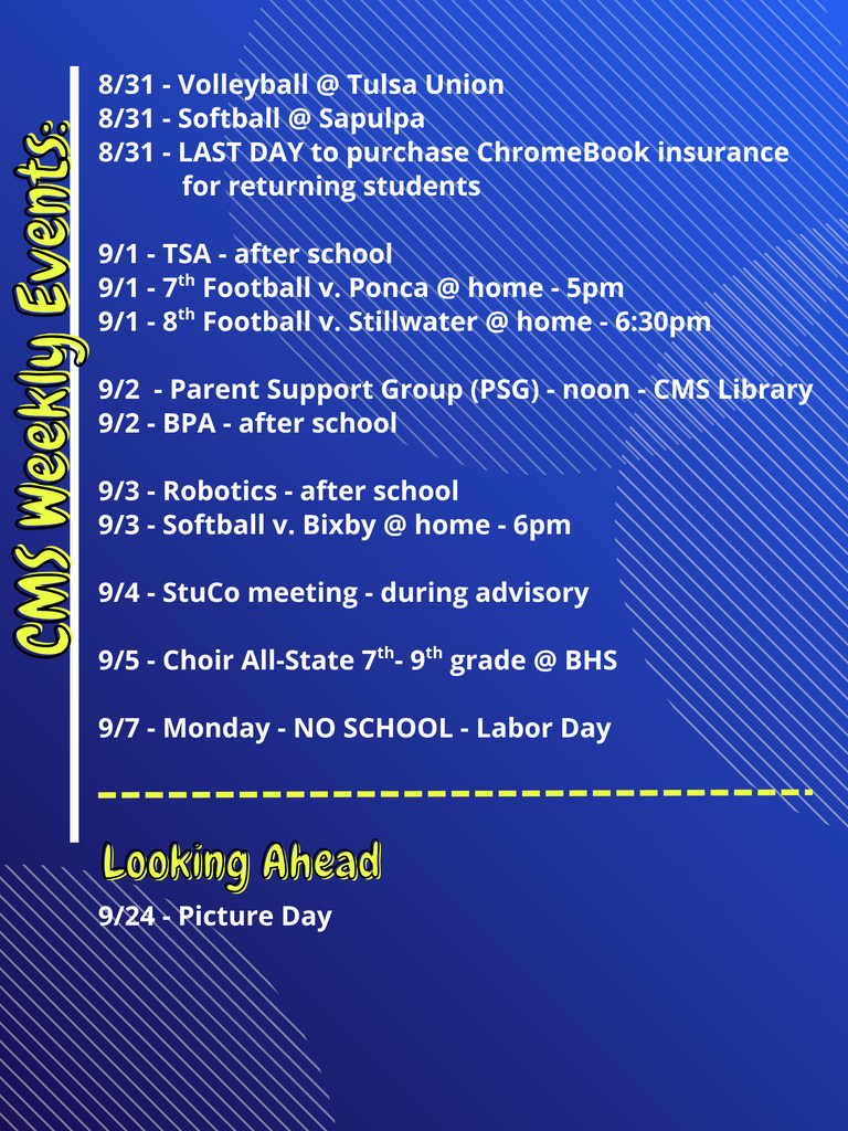 CMS Events Week of Aug 31
