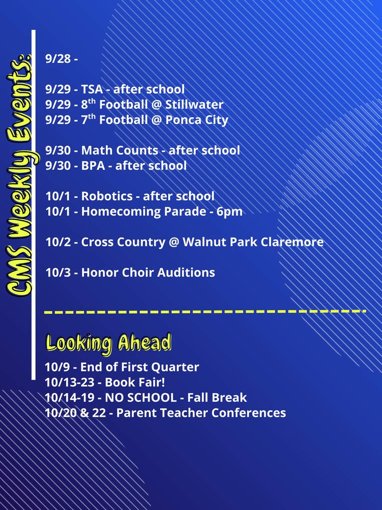 CMS events week of sept 28