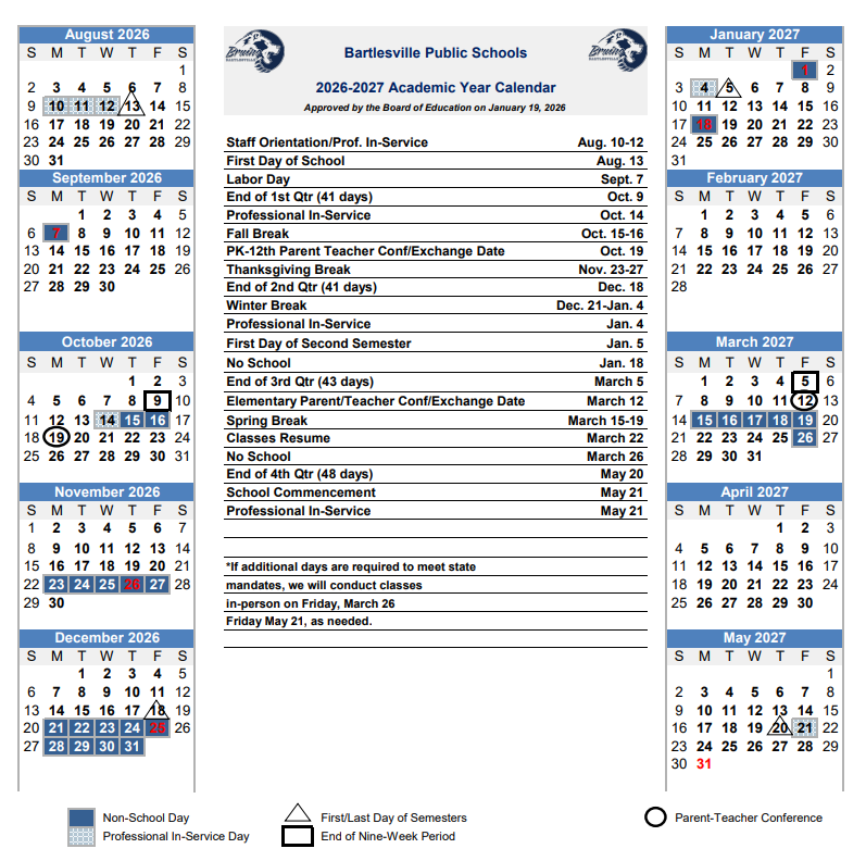 2026-2027 Academic Calendar