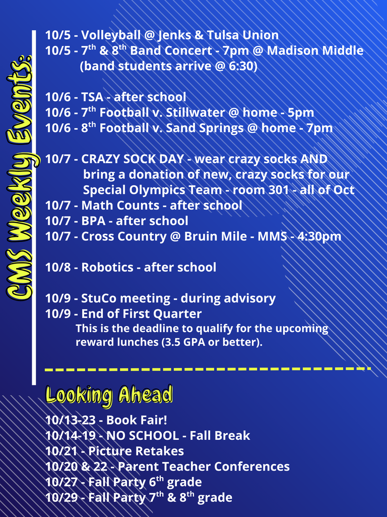 CMS Events Week of Oct 5