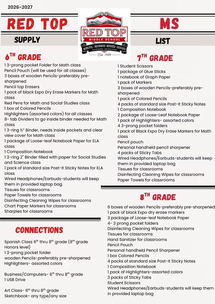 Student Supply List