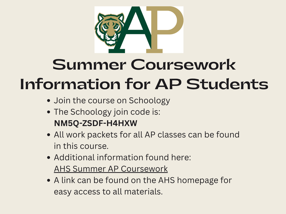 Summer Coursework for AP Students