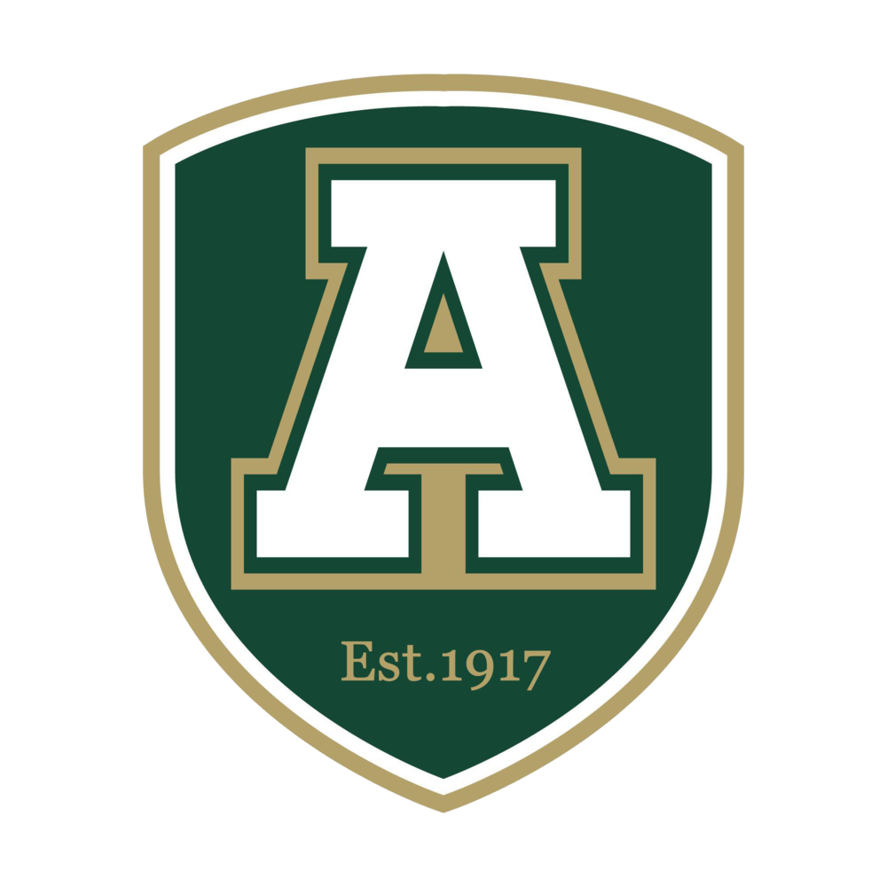 New AHS School Crest, green, white gold colored, est. 1917 text