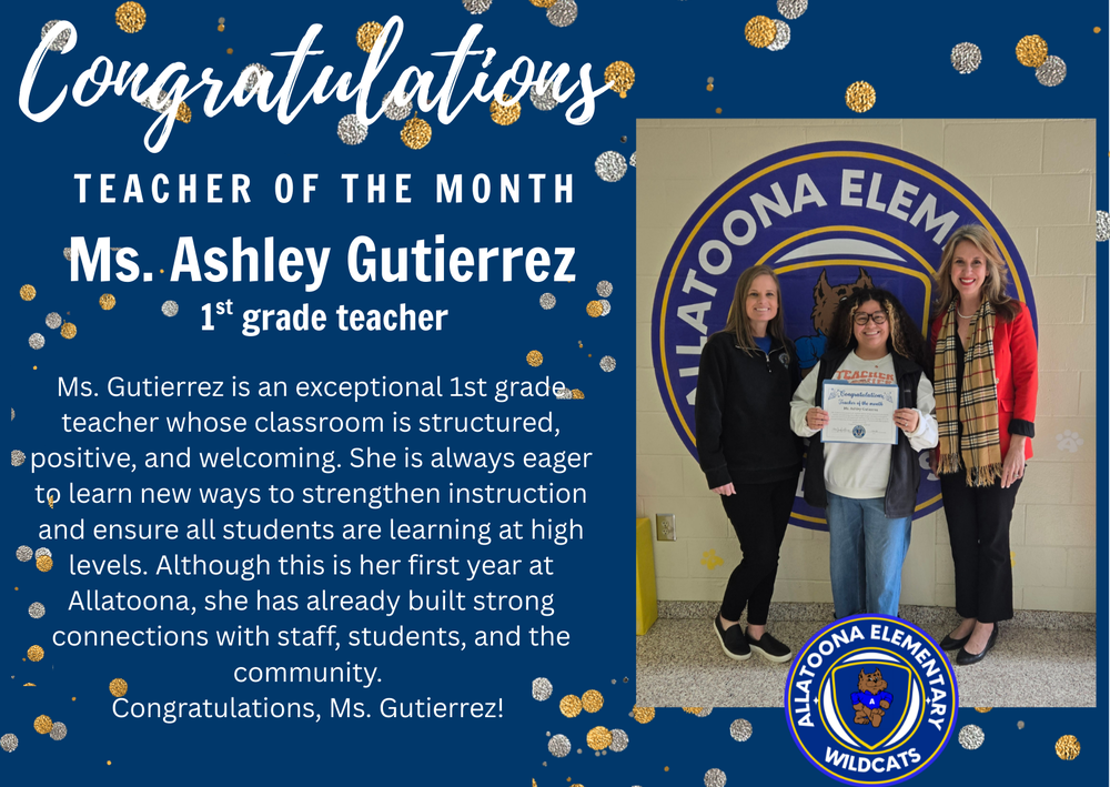Congratulations Teacher of the month!