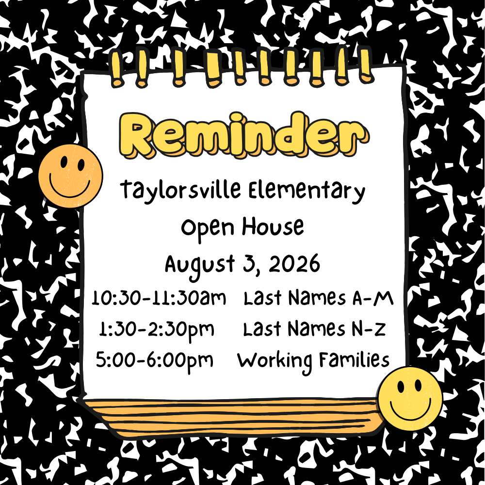 Reminder TES Open House 10:30 - 11:30, 1:30 - 2:30, 5-6pm