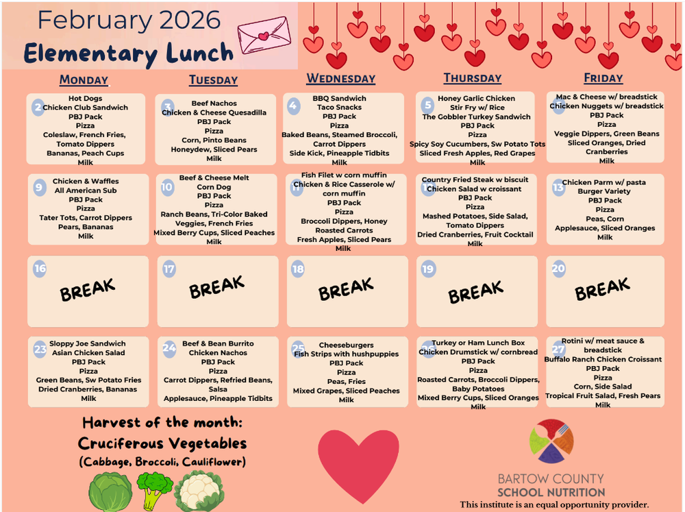 February Lunch Menu