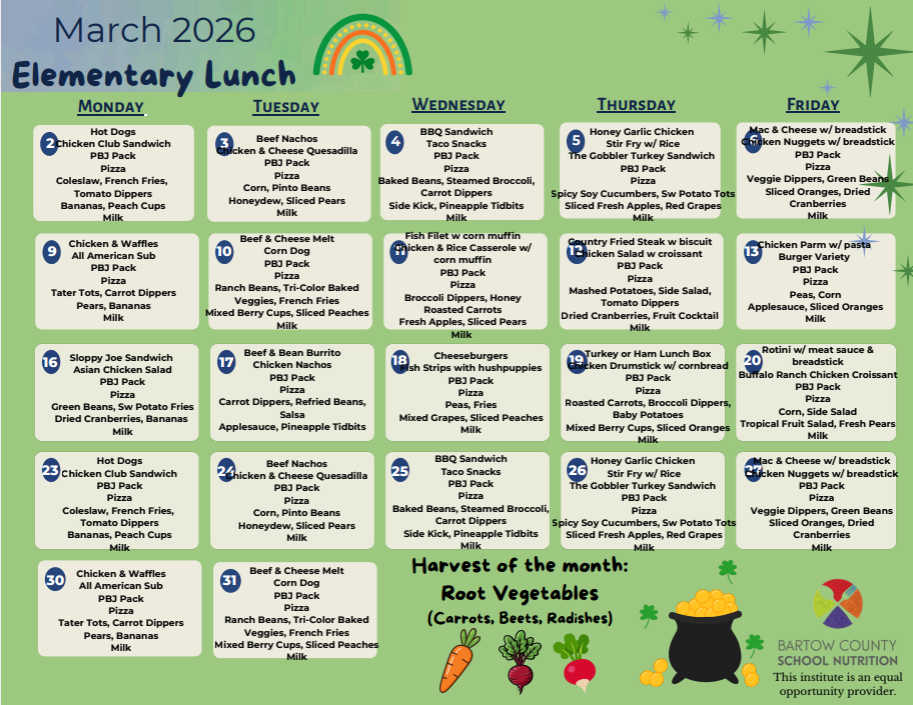 March Lunch Menu