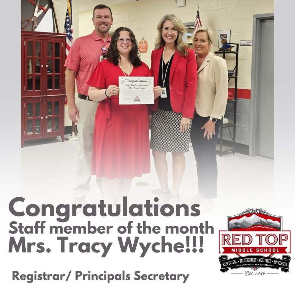 Congratulations Staff Member of the month- Mrs. Tracy Wyche!