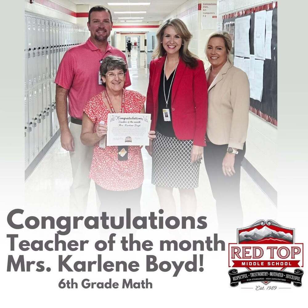 Congratulations Teacher of the month Mrs. Karlene Boyd!