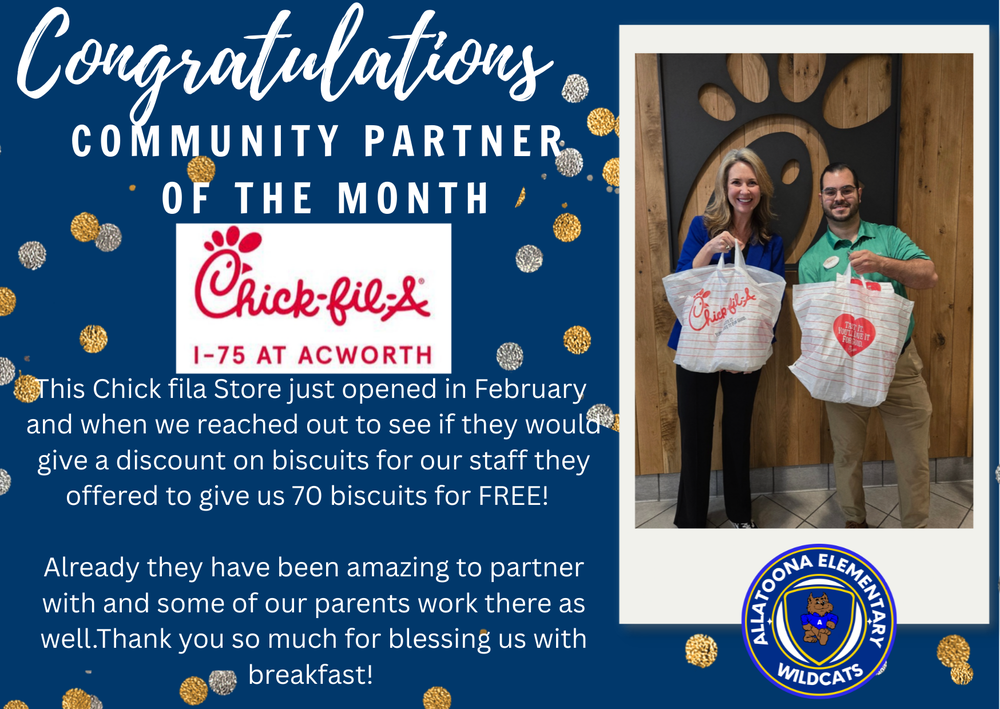 Congratulations Community Parter of the Month Chickfila I-75 at Acworth!