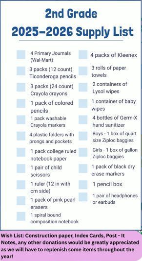 2nd grade Supply 