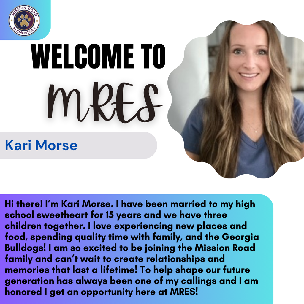 Welcome post for our new para, Kari Morse. She will be one of our Paraprofessionals 