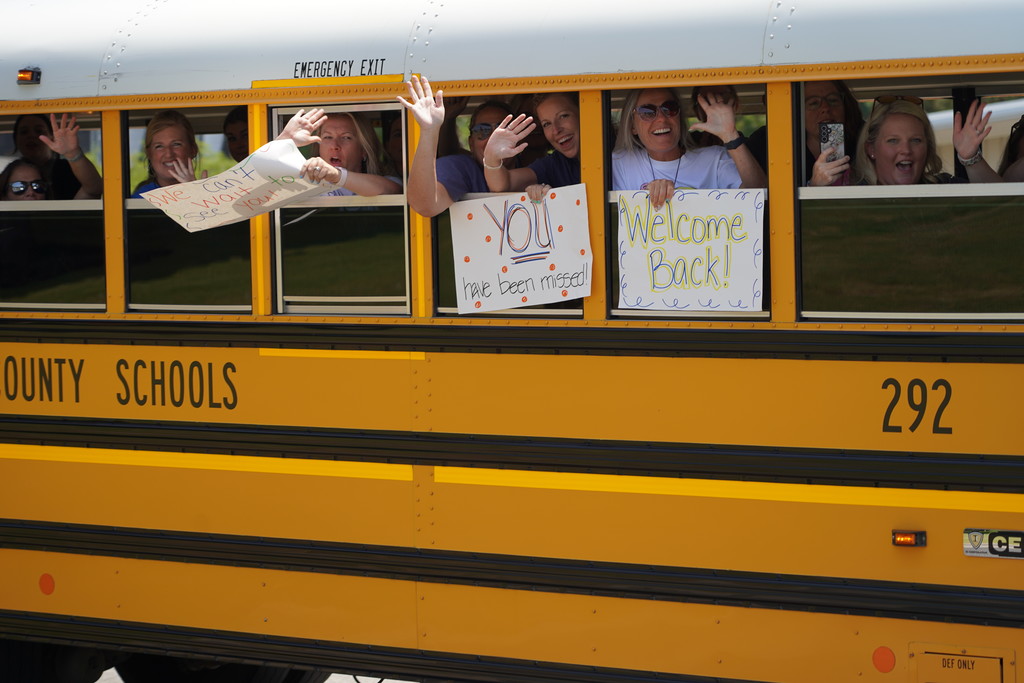 school bus full of teachers