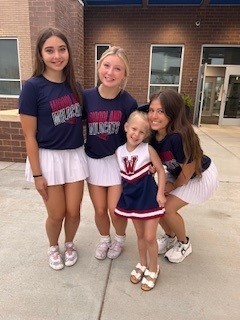Woodland cheerleaders posing for a picture during our spirit day