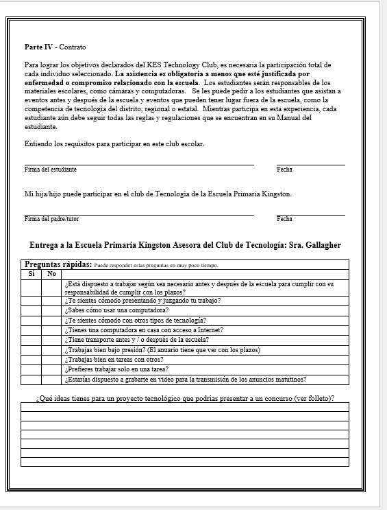 Technology Club Application Spahish p.2