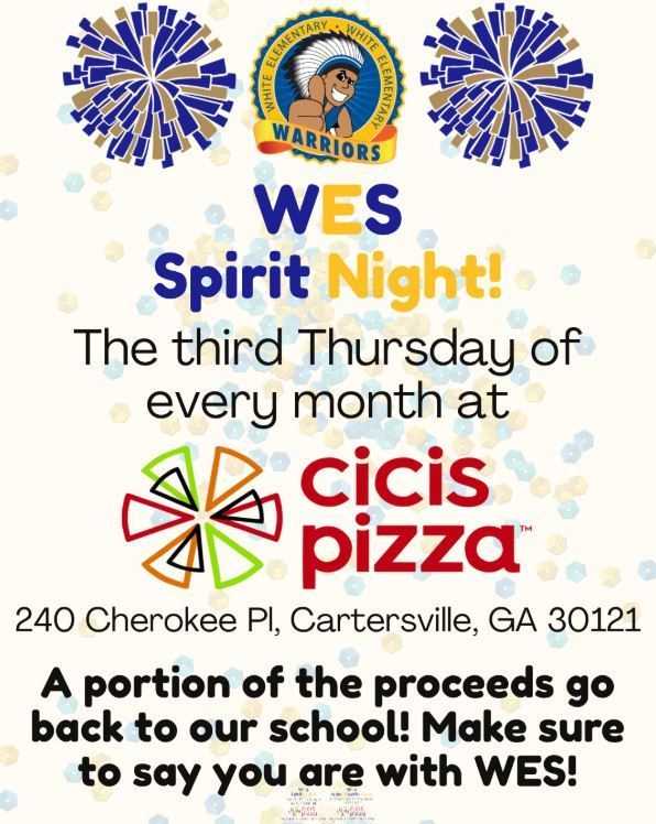IT'S HAPPENING!!! CICI SPIRIT NIGHTS ARE BACK!!!  We will see you THIS THURSDAY night for our 1st Spirit Night of the year!  4 - 10 pm.
