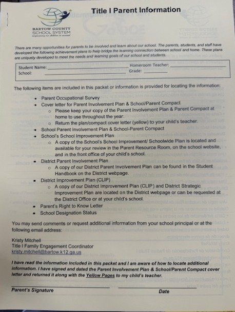Image of what the Title I Packet Looks Like