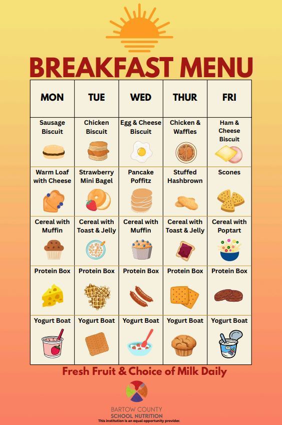 Don't forget your students can eat breakfast at school each morning. 