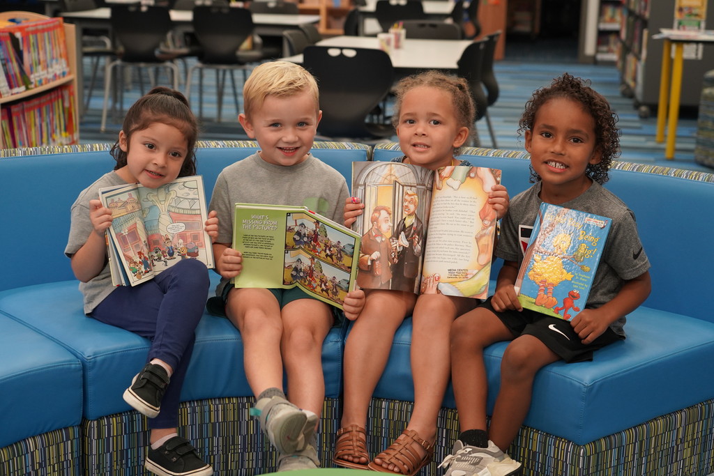 pre-K kids in library
