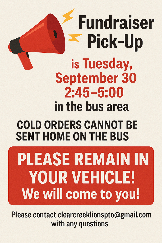 Fundraiser Pick-Up: see flyer for details.
