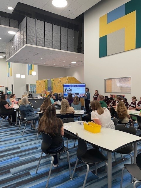 STEM presentation in the media center with our visitors.