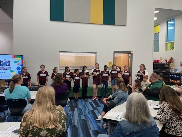 Robotics team presenting to our visitors.