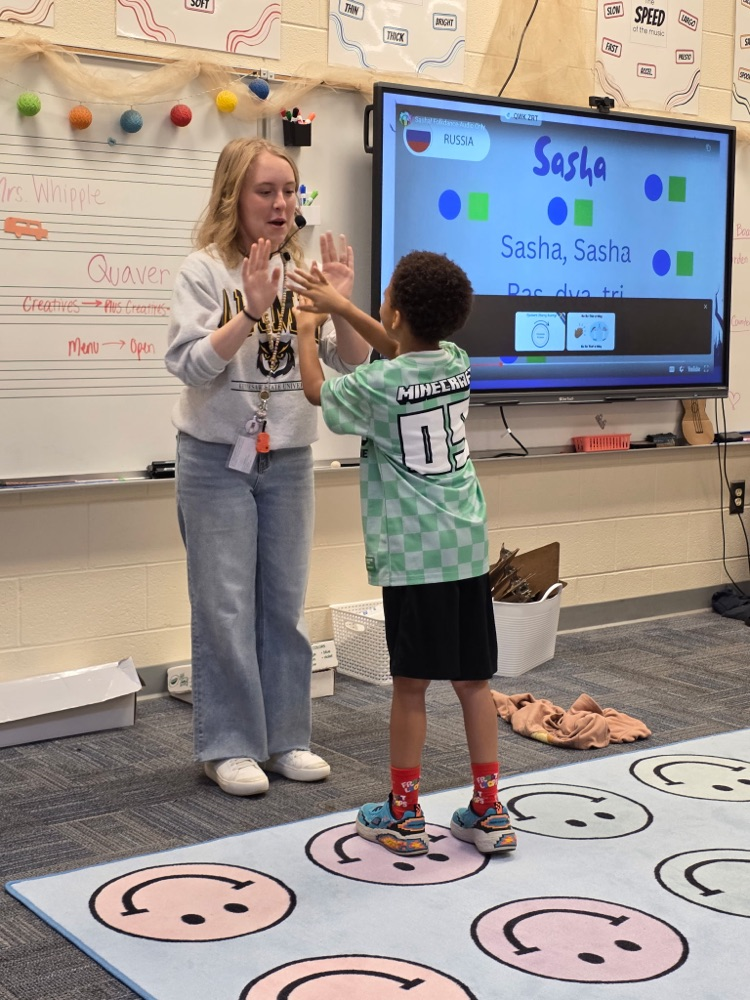 Students enjoyed learning about folk music and folk dances with Mrs. Barkley in music today.
