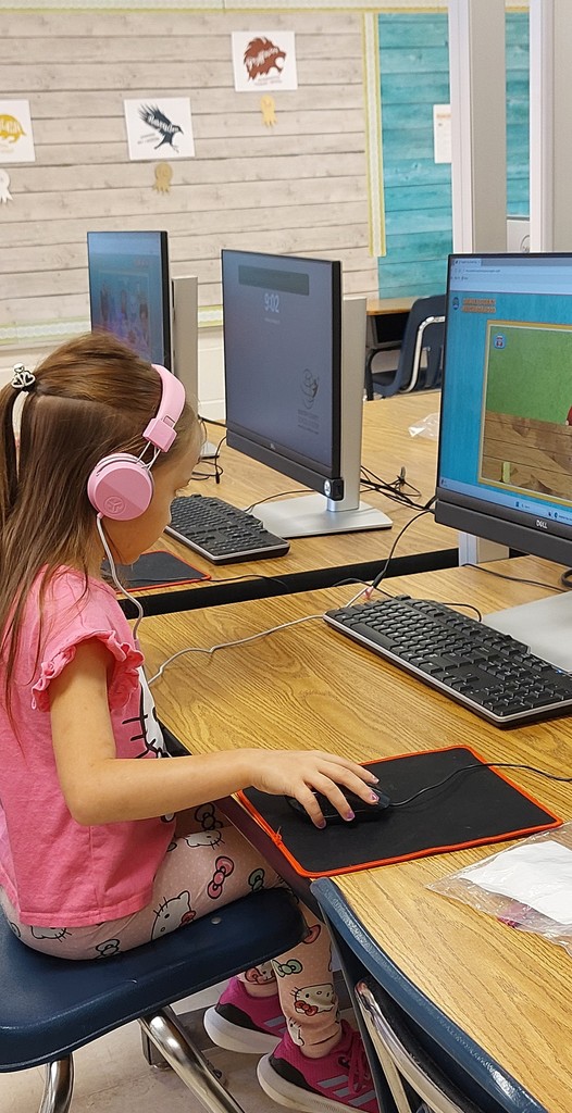 a girl using a computer