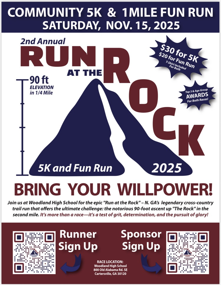 Woodland cross country is hosting a community fun run on Saturday, November 15th at the high school cross country course. They would like to invite all of their feeder school staff and students to participate in the event! 