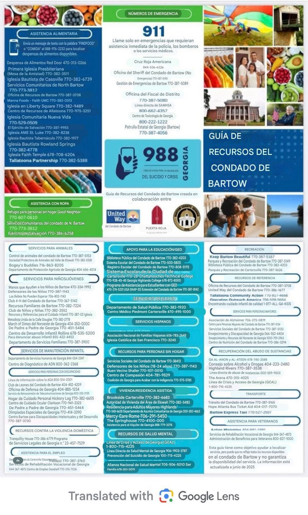 Bartow resource guide Spanish