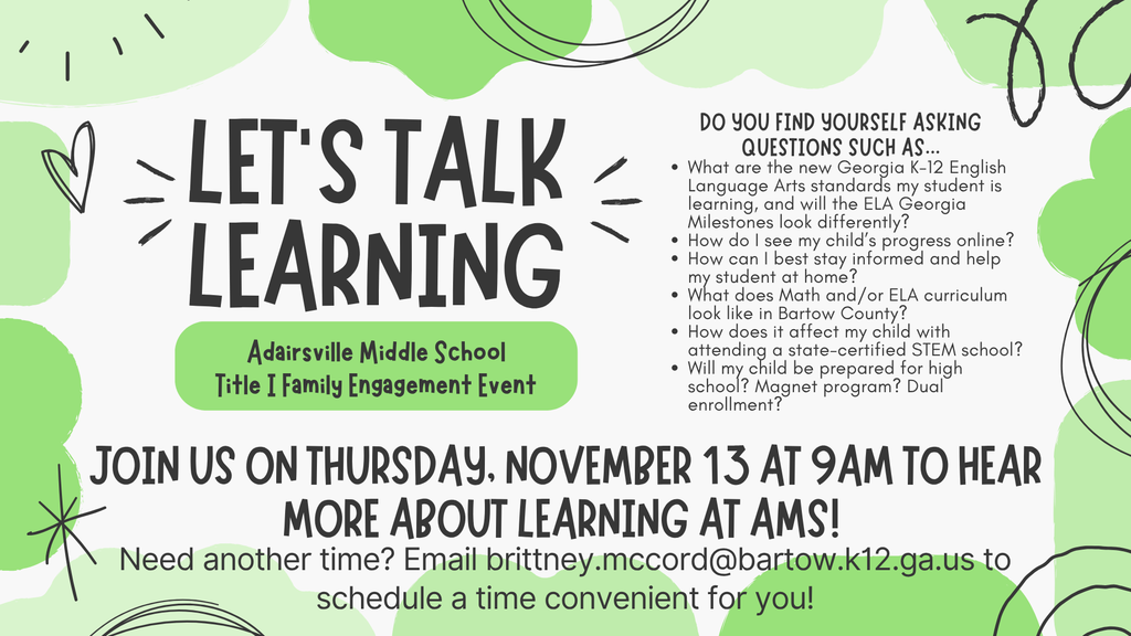 Let's Talk Learning Event on November 13 at 9 am at AMS
